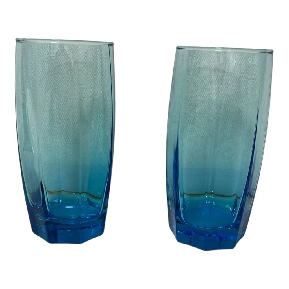 Cristar Blue Glass Tumblers 16 Ounce Drinking Glasses